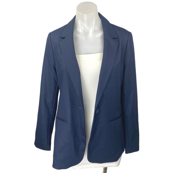 Gap Women's Navy Blue Long Sleeve One Button Blazer Coat Suit Jacket Size 10 - Picture 1 of 4